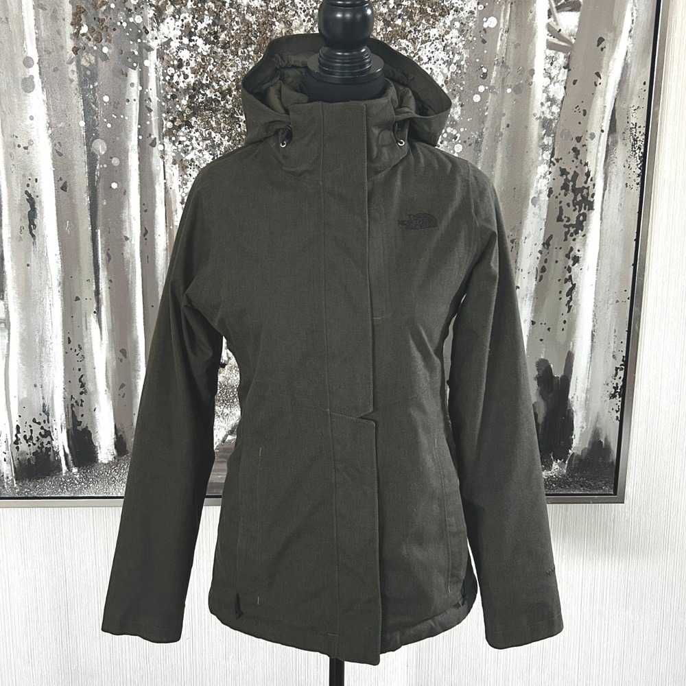 The North Face Womens Tweed Inlux Hyvent Insulated Hooded‎ Olive Jacket - XS